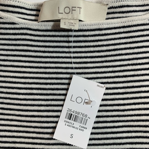 Loft Sweater Top Black Ivory Stripes Ruffle Sleeves - Picture 4 of 10